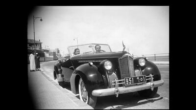 The Unknown Future (1948) | Actors in Image: Madiha Yousri, Ahmad Salem | Car in Image: 1940 Packard Custom Super 8 180 Convertible Victoria