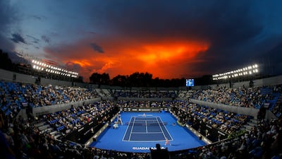 Sunset during the quarter-finals of the Guadalajara Open women’s tennis tournament in Mexico. EPA