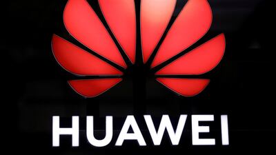 A Huawei signage is pictured at their booth at Interpol World in Singapore. Reuters