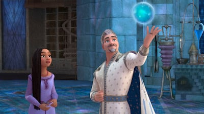 Wish stars Ariana DeBose as Asha and Chris Pine as King Magnifico. Photo: Disney
