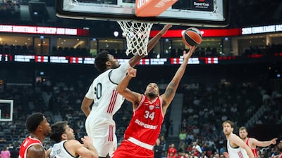 Joseph Corey of Olympiacos Piraeus in action.