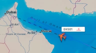 The Airbus A380 made two U-turns before landing safely in Dubai. Photo: Flightradar