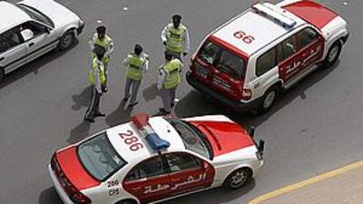 Police at the scene of the accident.