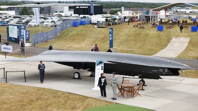An Airbus drone is unveiled on Tuesday at the Farnborough International Airshow. Britain's military chief wants to be armed with 'hypersonic missiles and battalions of one-way attack drones'. Photographer: Hollie Adams / Bloomberg