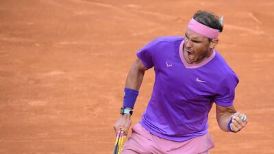 Rafael Nadal celebrates winning a point. EPA