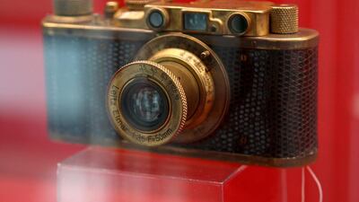 A Leica II Model D Luxu on exhibit at the new Leica headquarters in Wetzlar, Germany. Daniel Roland / AFP