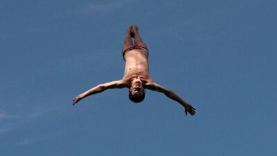 Gary Hunt continued his dominance of high diving in Abu Dhabi this weekend. Christopher Pike / The National