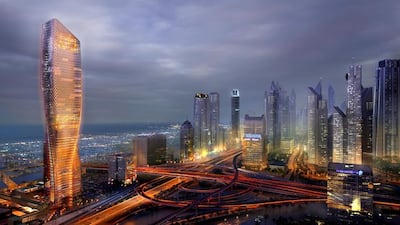 Above, an artist rendering of Wasl Tower. Courtesy Wasl Asset Management Group