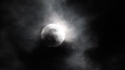 The supermoon seen from Dubai at around 10.15pm last night was covered by thick clouds.