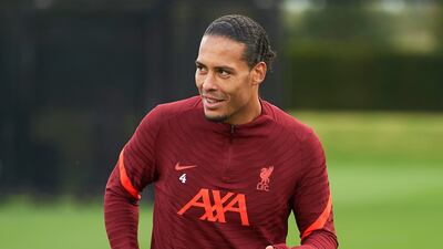 Virgil Van Dijk of Liverpool during a training session at AXA Training Centre in Kirkby, England.