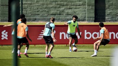 Salah in action during the training session. Getty