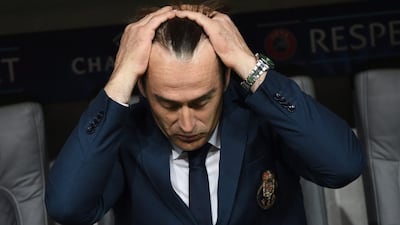 FC Porto manager Julen Lopetegui shown during his side's 6-1 second leg loss to Bayern Munich on Tuesday in the Champions League quarter-final. Andreas Gebert / EPA