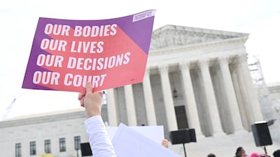 Activists rally for reproductive rights and emergency abortion care at the US Supreme Court in April. AFP