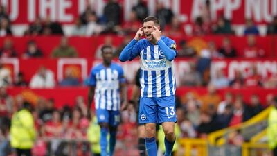 Brighton's Pascal Gross celebrates scoring his side's second goal. AP