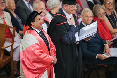 Rahat Fateh Ali Khan receiving an honorary degree from Oxford. Photo: University of Oxford by Ian Wallman