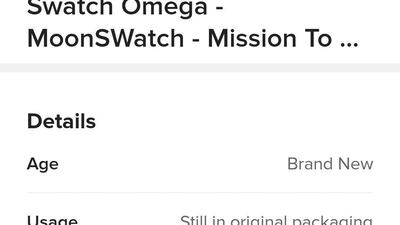 A seller advertises the MoonSwatch for Dh20,000 – more than 20 times the Dh950 retail price – on Dubizzle. Swatch said the range is not a special edition and that more stock would be available soon. Photo: Dubizzle