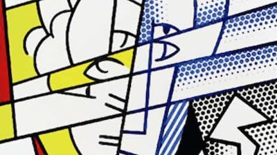Detail from Roy Lichtenstein's Self-Portrait , oil and magna on canvas - one of the star attractions to appear on view at the two-day exhibition.