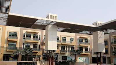 Sustainable Plaza at the Sustainable City on Alqudrah Street in Dubai, a mini city that could offer a glimpse of the future. Pawan Singh / The National