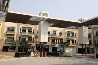 Sustainable Plaza at the Sustainable City on Alqudrah Street in Dubai, a mini city that could offer a glimpse of the future. Pawan Singh / The National