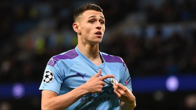 Phil Foden celebrates after scoring Manchester City's second goal. AFP