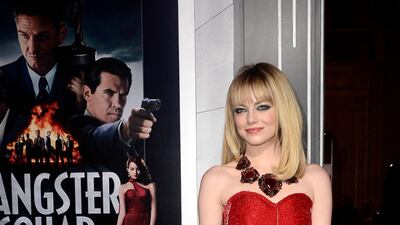 Emma Stone, in Lanvin, arrives for the premiere of 'Gangster Squad' at Grauman's Chinese Theatre in Hollywood, California, on January 7, 2013. EPA