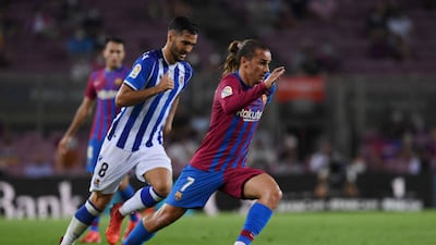 Antoine Griezmann on the ball during the match between Barcelona and Real Sociedad. Getty