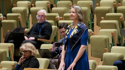 Elizabeth Whelan speaks during a UN Security Council meeting. EPA