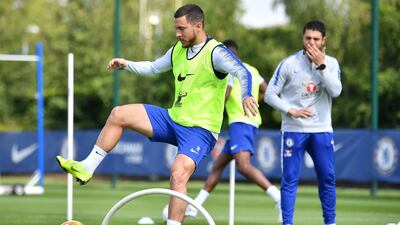 Chelsea's Belgian midfielder Eden Hazard attends a training session. AFP