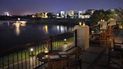 The terrace at Nineteen at The Address Montgomerie offers peaceful views.