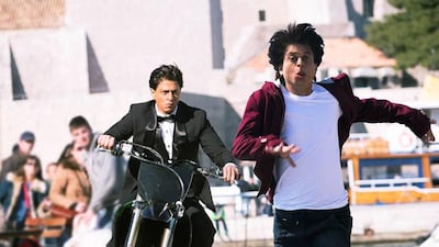 Shah Rukh Kahn in a scene from his new film Fan. Courtesy Eros International