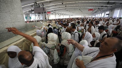 The ceremony at the Jamarat Bridge. EPA