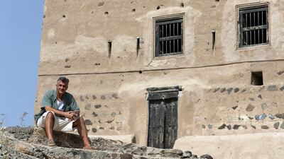 David Edwards, who received the Bish Brown Award for promoting Fujairah’s natural history and heritage, at the palace in Wadi Al Hayl. Pawan Singh / The National