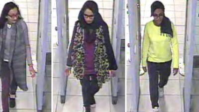 Photos released by London's Metropolitan Police Service showing three schoolgirls who are believed to have joined extremists in Syria. (EPA)