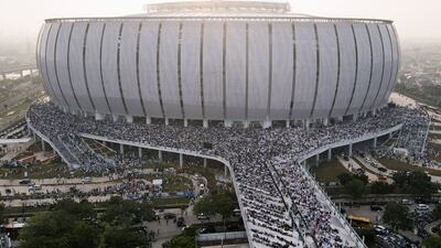 Prayers at the Jakarta International Stadium, Indonesia. Reuters