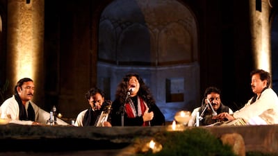 Parveen performs at Jahan-e-Khusrau, the Sufi music festival, at Jamali Kamali Mosque at Mehrauli, Delhi. Getty Images