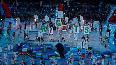 Performers at the London 2012 Paralympics opening ceremony. Lefteris Pitarakis/AP