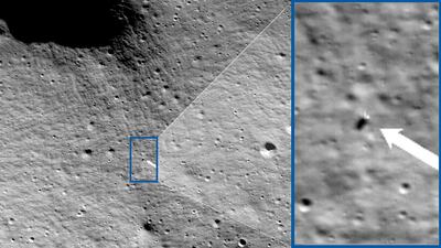 Odysseus touched down within 1.5km of its intended landing site, near a crater called Malapert A. Photo: Nasa