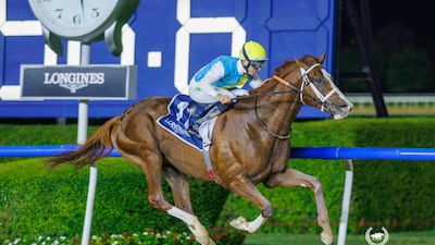 Kabirkhan on his way to victory in January's Al Maktoum Dubai Challenge. Photo: Dubai Racing Club
