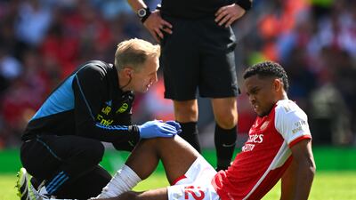 Jurrien Timber 7: Arrival from Ajax had slotted in effortlessly at left-back. Came off worse from challenge on Johnson that earned him booking and limped off at half-time. Pulled up suddenly just after break and had to be helped off pitch. A worry for Arsenal. Getty