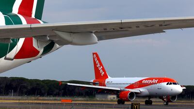 EasyJet and Alitalia aircraft at the Leonardo da Vinci-Fiumicino Airport in Rome. The Italian carrier has attracted interest. Reuters