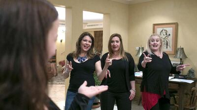 Blue Fever members Anna Rudzka, left, Nihal Karagoz and Zakaia Cvitanovics. Silvia Razgova / The National