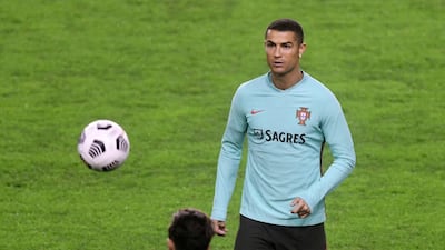 Portugal forward Cristiano Ronaldo during training. AFP