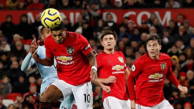 Manchester United's Marcus Rashford scores. Reuters