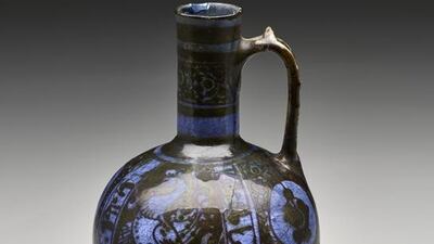 Jug, second half of the 12th century, ceramic. Ira Schrank / The Kier Collection of Islamic Art on loan to the Dallas Museum of Art.
