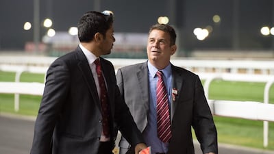 Trainer Doug Watson, right, shown at last year's Dubai World Cup Carnival. Tom Morgan / Alamy Live News