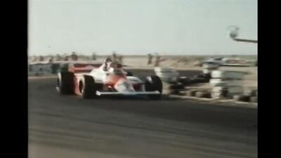 A capture of a YouTube video featuring the 1981 Dubai Grand Prix. Seen here is John Watson of McLaren.