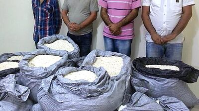 Four million captagon tablets were seized by Dubai police at Jebel Ali. Courtesy Dubai Police