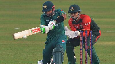 Pakistan's Mohammed Rizwan, left, continued his good form in T20 cricket. AFP