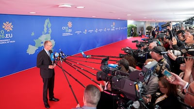 Germany's Chancellor Friedrich Merz addresses the media. Reuters