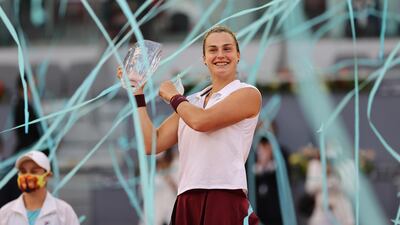 Aryna Sabalenka celebrates after beating Ashleigh Barty. Getty